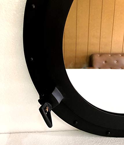 Marine Nautical Store Antique Canal Boat Black Porthole-Window Ship Round Mirror Home Wall Mounted Decorative (20" inches (Diameter)) - Image 3
