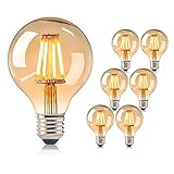 💡【Hohe Qualität Edison Vintage Glühbirne】 4W LED-Glühbirne hat schöne Designelemente, Energieeinsparung und Umweltschutz. Die Lichtquelle ist konstant und flimmert nicht.E27 led vintage Hergestellt aus hochwertigem LED-Glühfaden und Glas, die durchschnittliche Lebensdauer: ca. 3.000 Stunden.Farbe: warmweiß, Farbtemperatur: 2300K. Größe: 80mm * 120mm.