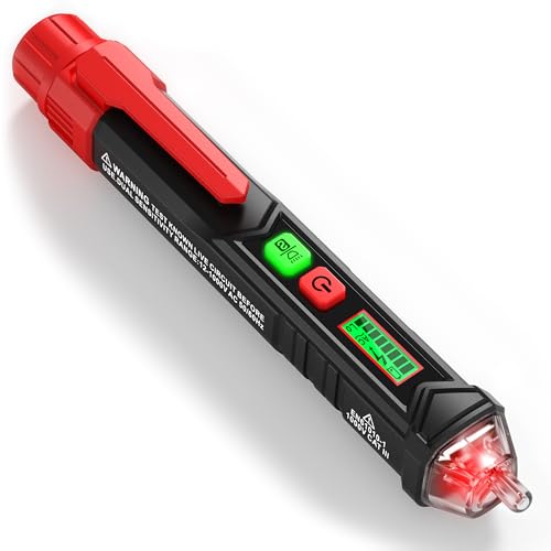 Tester di Tensione Senza Contatto, KAIWEETS Cercafase, Rilevatore di Tensione a Doppia Sensibilità 12V/48V-1000V, Display LCD, Test Filo Fase/Neutro, Torcia, Allarme Acustico