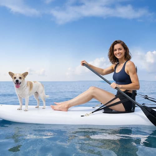 VEVOR 1 x Kajaksitz 12 mm Dicke, Gepolsterter Sitz für Stand-Up-Paddle-Board, Bootssitz mit Rückenlehne & Aufbewahrungstasche & Verstellbaren Gurten für SUP Kanu Angelboot Aufblasbares Kajak