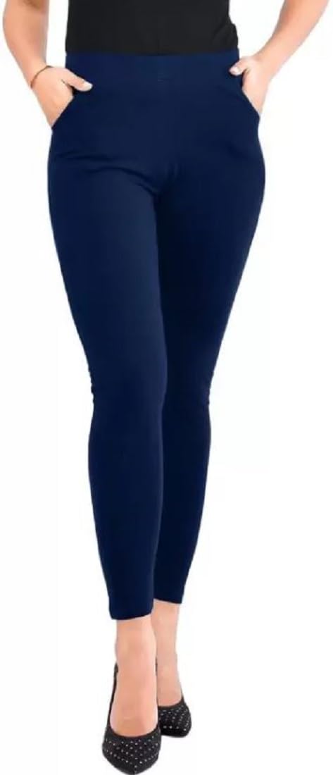 kanna fabric Women's Ankle Length Legging's with 2 Side Pockets (Free, Navy)-picture-31