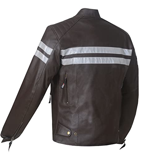 New Axe Men's Leather Jacket Motorcycle Ce Armor Biker Street Cruiser Safety Brown Xxl #TOP4