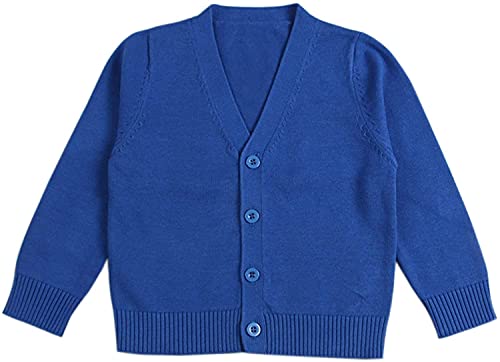 1-7T Little Boys Girls Cotton Knit Sweater V Neck Long Sleeve Cardigan Solid Button Sweaters Outwear School Uniforms