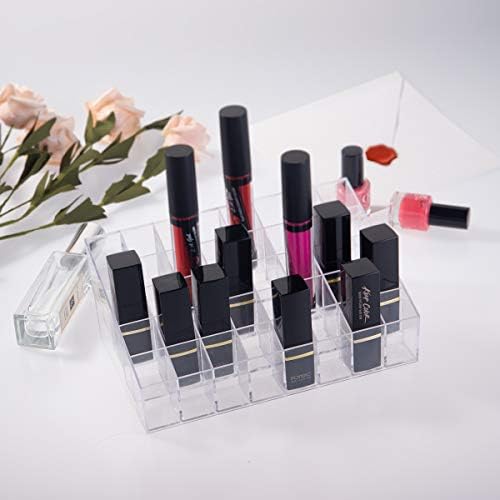 Benbilry 40 Spaces Lipstick Organiser, Transparent Cosmetic Organiser Clear Makeup Case Display for Lipstick, Bottles, Brushes and More(40 Slots)