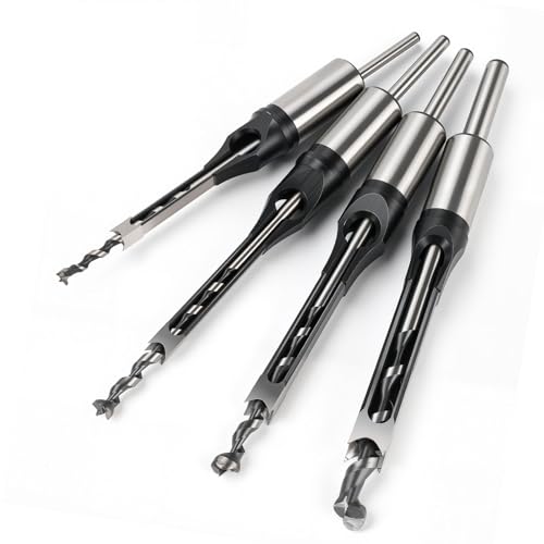 Square Hole Drill Bit Set - 1/4 5/16 3/8 1/2 Mortise Bits for Mortising Machines - Enhance Efficiency & Minimize Labor in Construction Projects