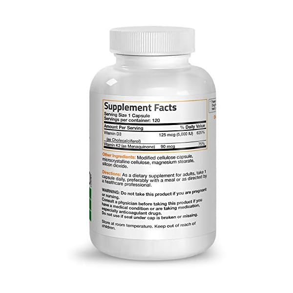 Vitamin-K2-MK7-with-D3-Supplement-Bone-and-Heart-Health-Non-GMO-Formula-5000-IU-Vitamin-D3-90-mcg-Vitamin-K2-MK-7-Easy-to-Swallow-Vitamin-D-K-Complex-120-Capsules Bronson Vitamin K2 (MK7) with D3 Supplement Non-GMO Formula 5000 IU Vitamin D3 & 90 mcg Vitamin K2 MK-7 Easy to Swallow Vitamin D & K Complex, 120 Capsules