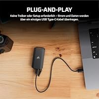 Corsair EX400U Survivor 1TB USB4 Externe SSD – Bis zu 4.000 MB/s, IP55-Schutztyp, Plug & Play für PC, Mac und iPad – Schwarz – Ansicht 5