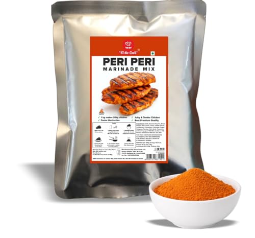 Image of EL The Cook Peri Peri Marinade Mix | 1 kg Marinates 20kg Portuguese-Style Grill, Tikka & Grilled Chicken, Veg, Seafood | Bulk high yield Horeca pack| FSSAI Certified | 1 KG