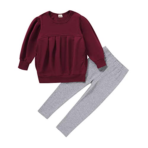 Image of CM C&M WODRO Toddler Girls Clothes Winter Warm Long Sleeve Tops+Long Pants Set