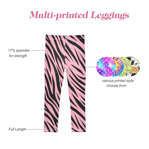 CaTaKu Girls Leggings Zebra Colorful Stripes Leggings for Girls Kids Athletic Workout Yoga Pants Size 4-10T4