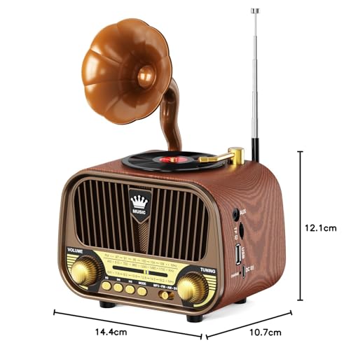 Image of PRUNUS J-190 Portable Radio AM FM SW Bluetooth, Retro Radios Vintage Small Transistor Radio with Best Sound,USB Rechargeable, Support TF Card /USB Playing,Rotary Knob Great, Gifts for Seniors