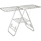 HOMCOM séchoir sur pieds pliable 2 niveaux ajustables inox