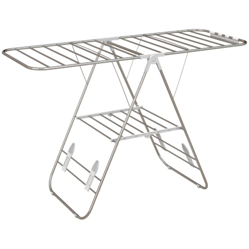HOMCOM Séchoir à Linge sur Pieds Pliable 2 Niveaux Ajustables