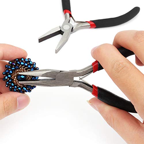 Image of Flat Nose Pliers for Jewelry Making, Mini Wire Cutters for Bending Straightening Ring Opening, 5 Inch, Black