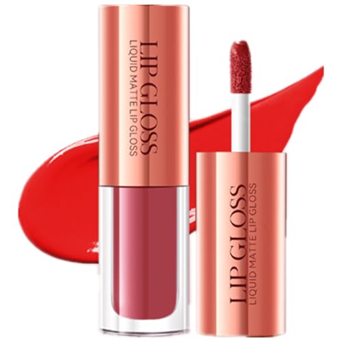 SADOER Labial Líquido Mate Waterproof Transfer‑Proof, Alta Pigmentación, Larga Duración 12 h, 12 Tonos Versátiles, 2 g (10 # Coral Naranja Rojo)