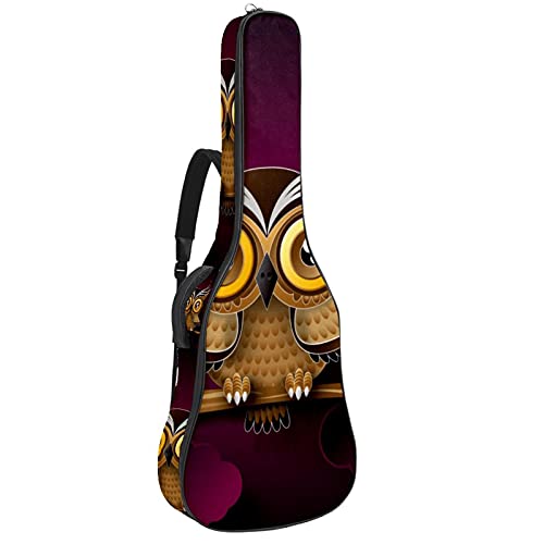 Housse de guitare acoustique 106 cm motif hibou lune pour guitare folk classique et basse