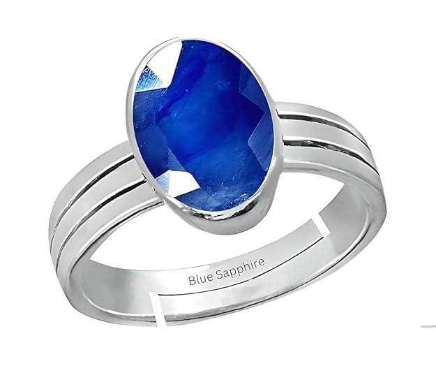 Natural Neelam 3.25 Ratti to 10.25 Ratti or 3.00 Carat to 9.50 Carat Astrological Certified Gemstone Pure Sterling Silver 925 bis Hallmark Adjustable Ring for Men and Women