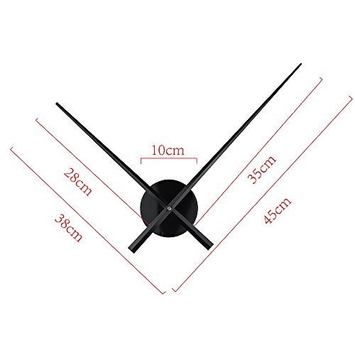Timelike Simple Elegant Glossy Aluminum Wall Clock, Super Long Large Clock Hands, Black #TOP2