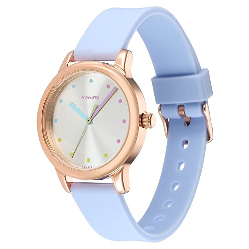 Image of Sonata Splash Silver Dial Women Analog Watch with Plastic Strap-8178WP03