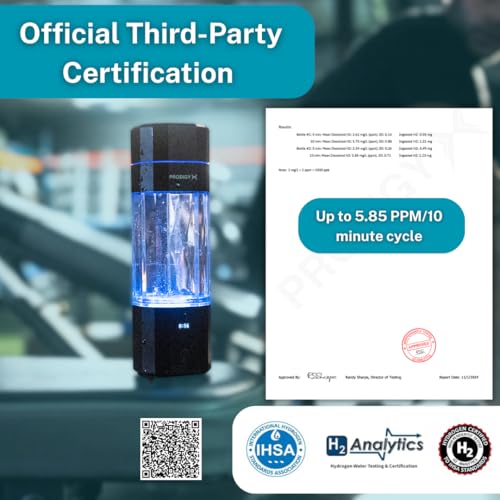 PRODIGYX Hydrogen Water Bottle - Up to 5.8 PPM Potency - 210ML for Fast Consumption - Portable Hydrogen Generator - Thick Bottle - Water Molecular Ionizer - Premium Bottle AUS Owned