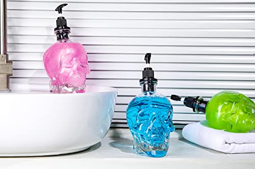 750Ml Skull Countertop Soap Dispenser,25 Oz Crystal Big Soap Dispenser,Glass Soap Dispenser With Black Pump,Big Halloween Potion Bottle #TOP4