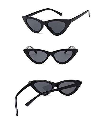 Fourchen Retro Vintage Narrow Cat Eye Sunglasses For Kids Clout Goggles Plastic Frame (Cateye White+Cateye Black) #TOP2