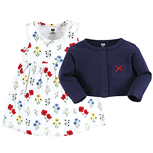 Image of Hudson Baby Girls' Cotton Dress and Cardigan Set
