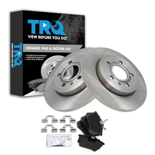 Image of TRQ Rear Brake Pad and Rotor Set Ceramic Compatible with 2006 Audi A4 Quattro
