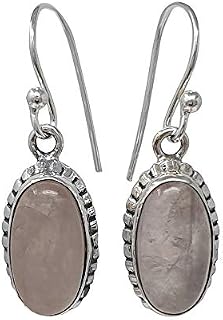 TreasureBay Stunning Natural Gemstone Earrings Inlaid in 925 Sterling Silver, Dangle Drop earrings for Women