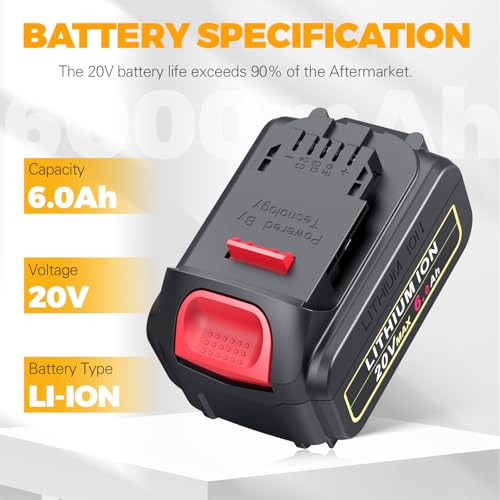 Image of Futurebatt 6.0Ah 20V Max Battery for DEWALT Lithium Battery Replacement for Dewalt 20 Volt Tools DCB206 DCB205 DCB204 DCB203 DCB201 DCB200 DCB181 DCB180 DCD DCF DCG DCS Series (Pack 4)