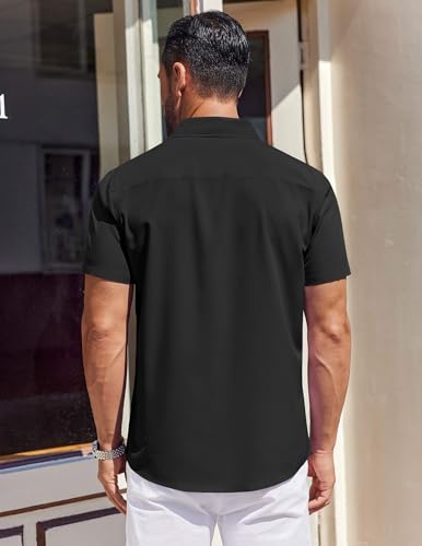 COOFANDY Mens Short Sleeve Dress Shirts Button Down Shirts Regular Fit Business Casual Shirt with Pocket3