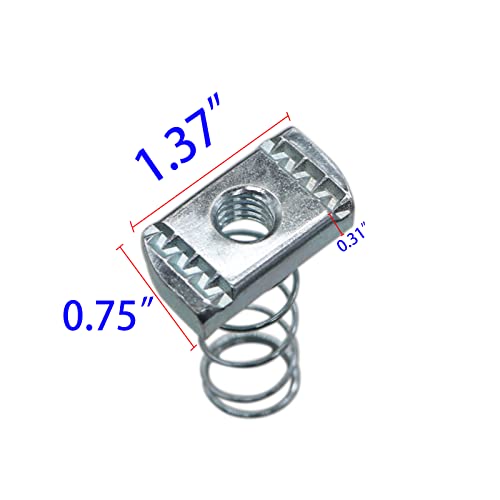 Strut Channel Nuts, 3/8-16 Spring Channel Nuts With Zinc Electroplate Finish, Long Spring Nuts Great For Use With Strut Channel (10 Pack) #TOP1