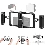 NEEWER Upgraded Phone Rig Vlogging Kit, Video Stabilizer with Dual Handle, Wireless Mic Clip Slot for TikTok YouTube, Compatible with SmallRig iPhone 17 Pro Max 16 16e 15 Galaxy S25 Ultra, PA009