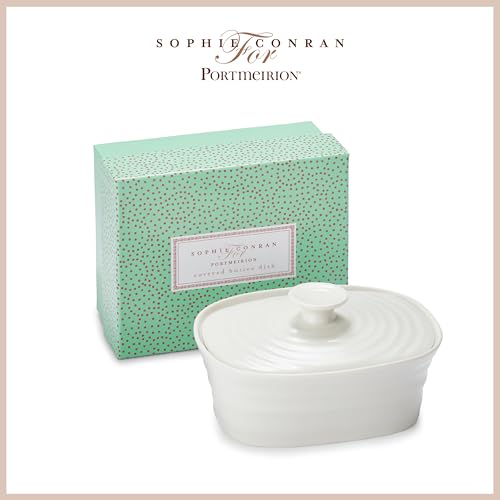 Portmeirion x Sophie Conran Porcelain Butter Dish with Lid - White Ceramic Butter Dish with Handle, Great Gift for Farmhouse and Kitchen Lovers - Image 5