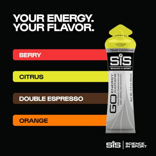 Image of Science in Sport GO Energy + Caffeine Energy Gel for Elite Athletes - 22g Carbohydrates & 75mg Caffeine - Isotonic Formula - Sports Nutrition - Citrus Flavor - 30 Count
