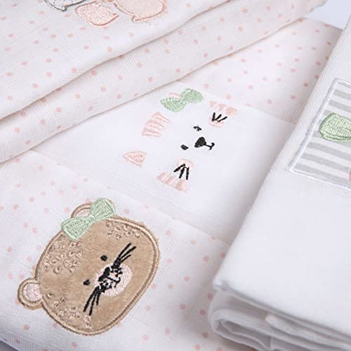 PAPI DESDE 1974 Fralda Soft C/Bainha Bordada Papi Friends Para Bebê 80Cm X 80Cm Contém 05 Un