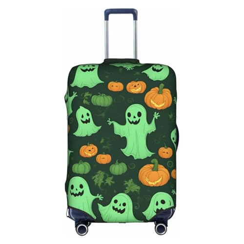Green Ghost Horror Halloween Pumpkin 2 Tsa Approved Luggage Cover For 18-32 Inch Suitcases Scratch-Resistant Stretch Luggage Cover