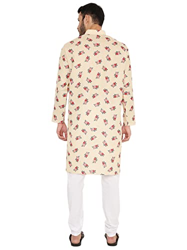 Image of Maharaja Floral Printed Linen Kurta Pyjama Set for Men