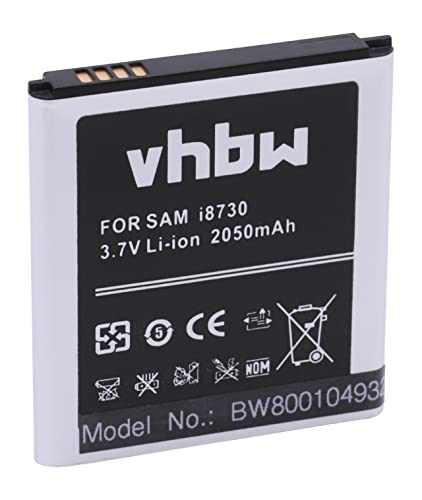 vhbw Batterie Compatible avec Samsung Galaxy GT-I8730T, GT-I8730, SGH-I437, Express 4G LTE, Express téléphone Portable (2050mAh, 3,7V, Li-ION)