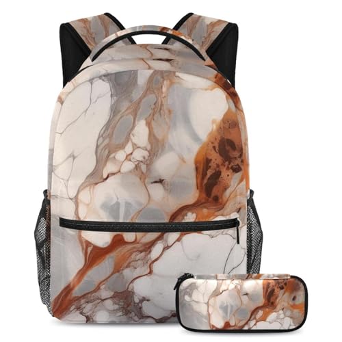 Cartables de grande capacité anti-panne de place avec trousse texture marbre