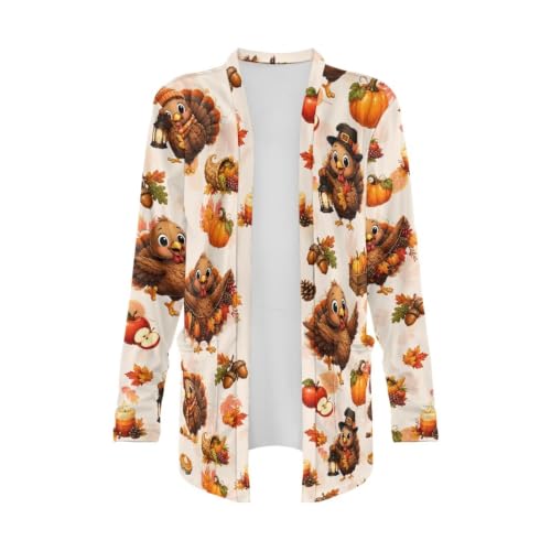 Image of Fall Maple Leaf Cardigan Sweaters for Women Long Sleeve Cardigan Soft Drape Open Front Dusters V-Neck Jackets Dressy