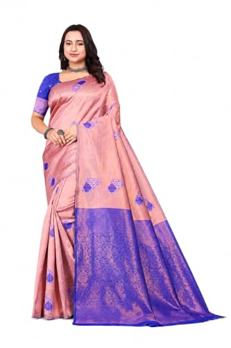 Fashion Women's Kanjivaram Style Soft Silk Banarasi Sarees With Blouse Piece For Women Pure Soft Silk Saree With Blouse Piece For Wedding product image 9