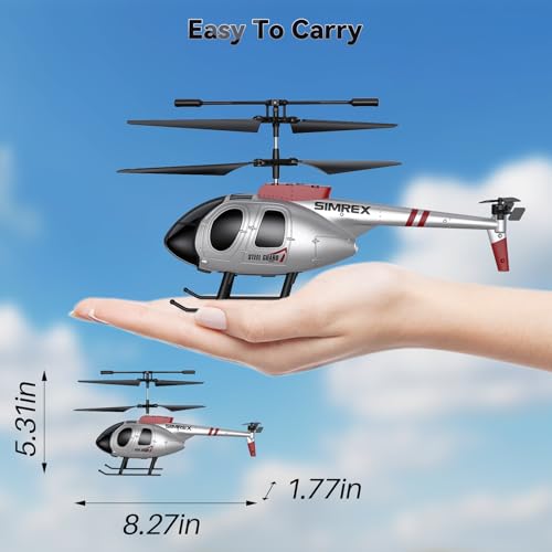 Image of SIMREX RC Helicopter Toy for Kids & Beginners - Altitude Hold, 2 Speeds, Rechargeable with 2 Batteries, Indoor /Outdoor Hands-on Play, Ideal Gift for Boys Girls