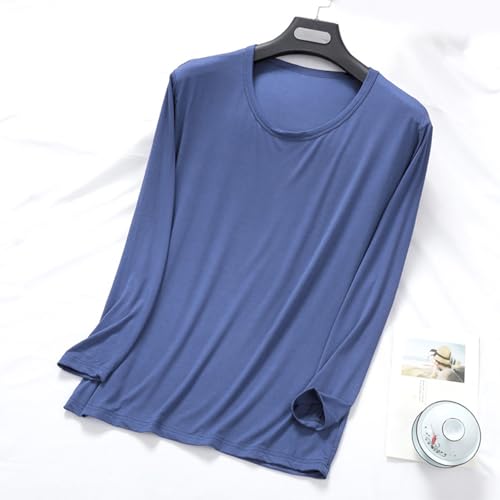 Mens Lightweight Crewneck Pajamas Shirts Casual Long Sleeve Thin Tops Comfort Breathable Loungewear Shirt2