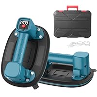 Akku Saugheber, 300 kg Tragkraft, Elektrischer Vakuumheber mit LCD-Anzeige & 4000 mAh Akku, Auto Nachsaugfunktion, Doppelmotor, 10\ Saugnäpfe für Fliesen, Glas, Terrassenplatten (2er-Set)