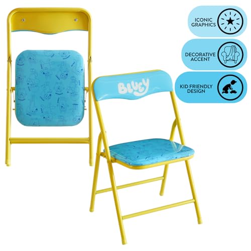Idea Nuova Bluey Kids Table and Chair Set, 3 Piece Folding Activity Set with Square Table & 2 Chairs,Furniture for Playroom, Crafting, Ages 3+