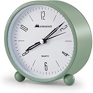 Alarm Clock.Mensent 4 inch Round Silent Analog Alarm Clock Non Ticking,with Night Light