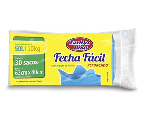 Sacos Plásticos Fecha Fácil 50l Embalixo Pacote 30 Unidades