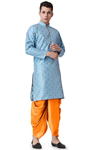 Image of Royal Kurta Men's Silk Blend Printed Kurta Dhoti Set