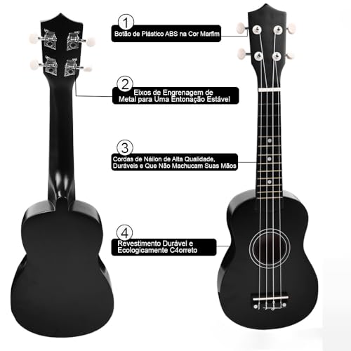 21 Polegadas Ukulele, Ukulele (Preto), Ukulele Soprano, Ukulele Concert, Ukelele, Ukulele Tenor, Uku